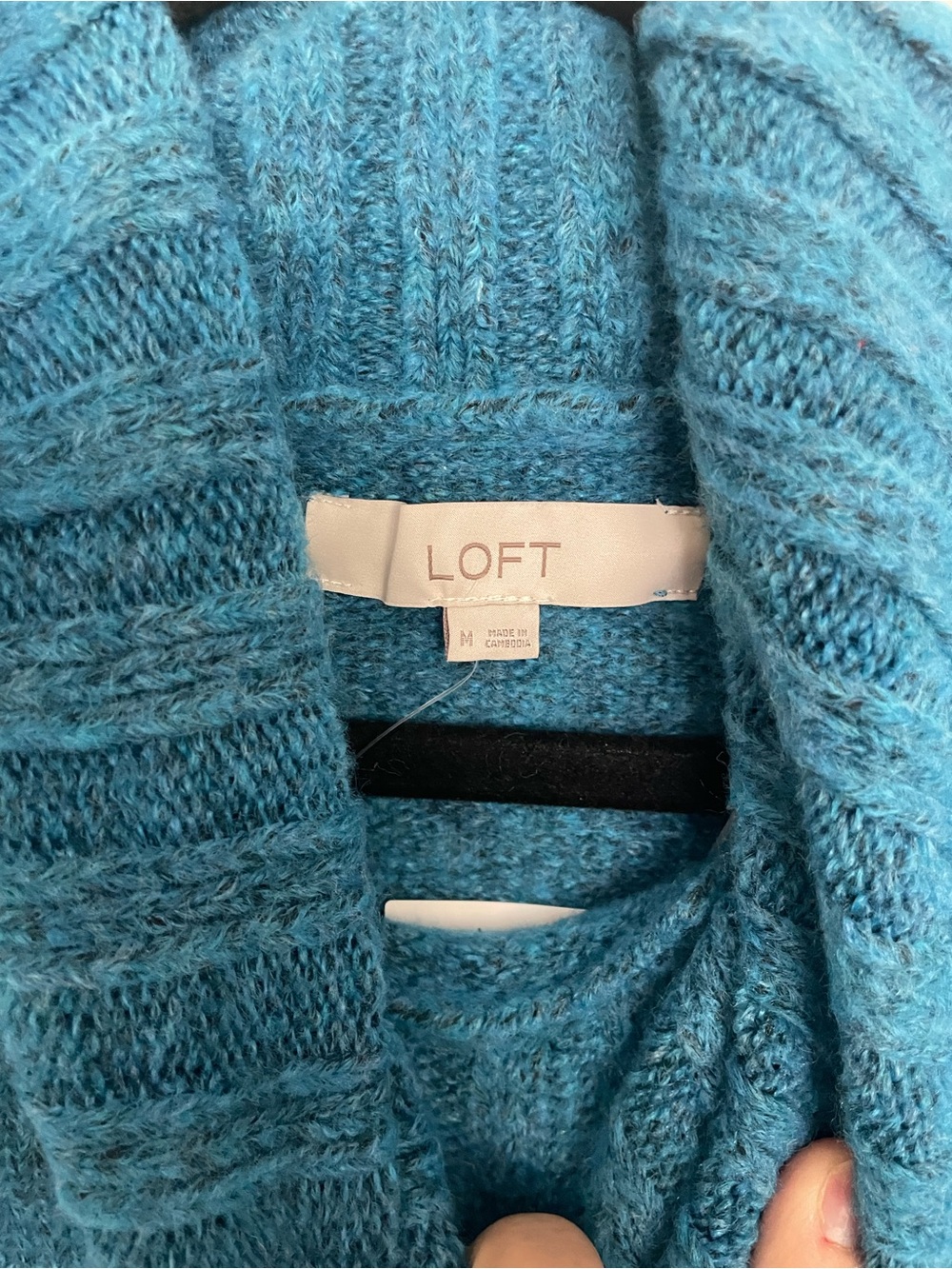 NWT LOFT Dark Turquoise Cowl Neck Sweater - Size M - Picture 3 of 5